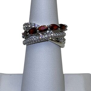 Bomb Party January Ring - RG99505 Contour & Clarity - Rhodium Plated Size 6